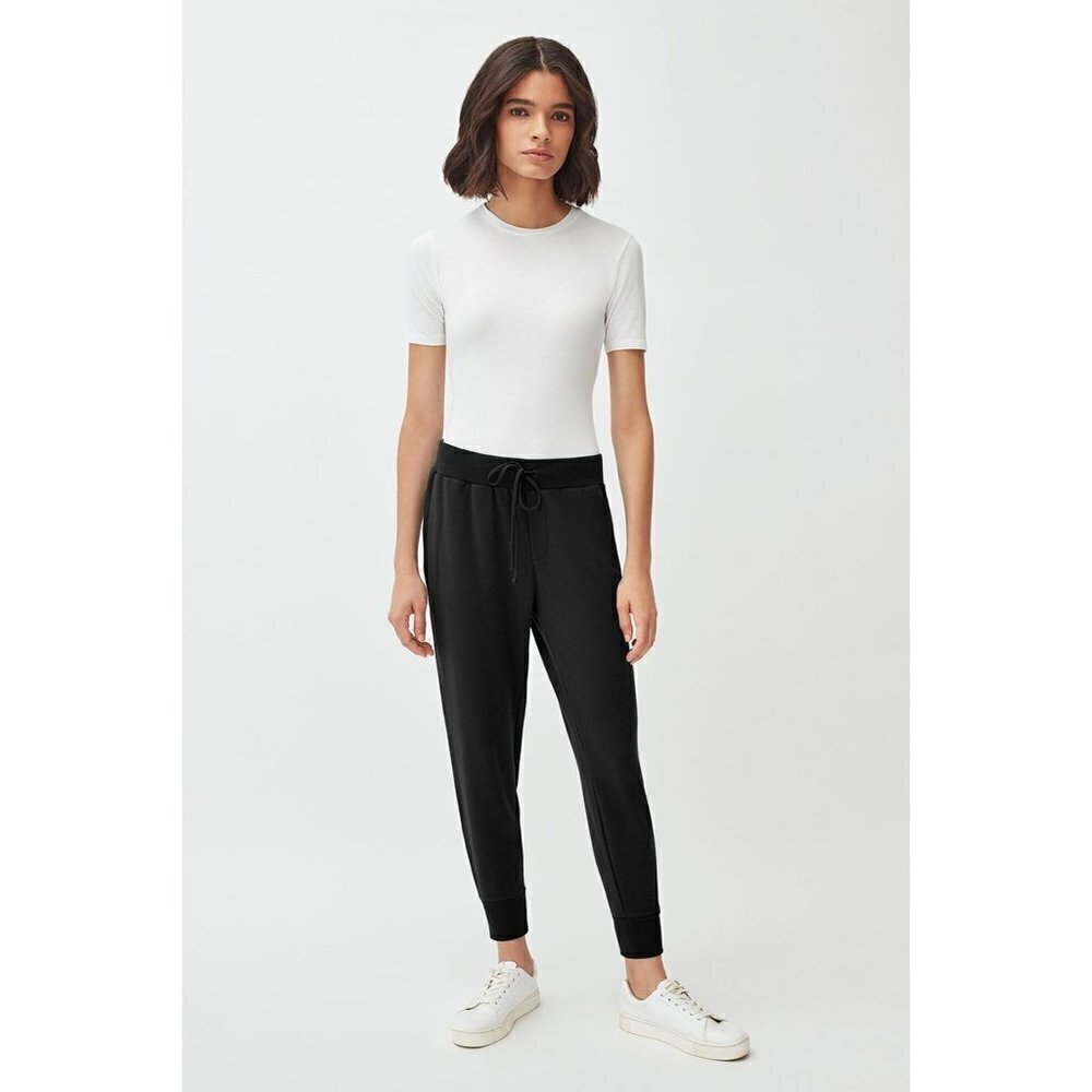 Cuyana French Terry Pima Cotton Drawstring Tapered Lounge Pant Black Size XS